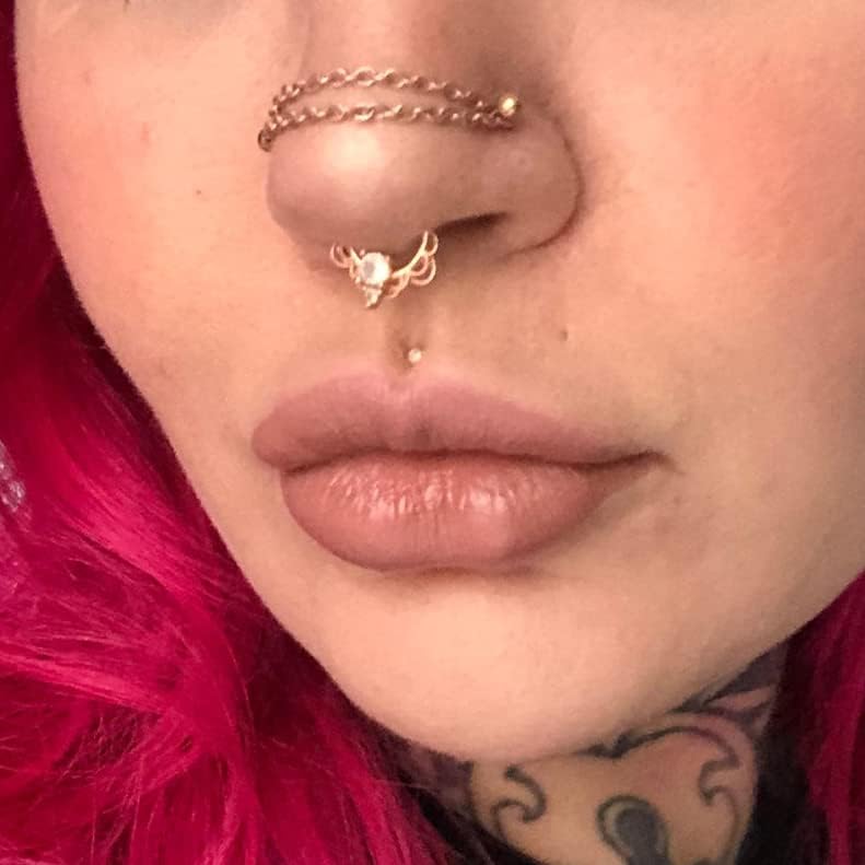 PunkTracker Nose Rings 20G - 2mm, 2.5mm, 3mm CZ Studs with Chain - Surgical Steel Nose Piercing Jewelry - Image 3